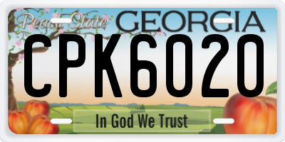 GA license plate CPK6020