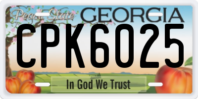 GA license plate CPK6025