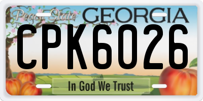 GA license plate CPK6026
