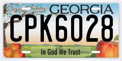 GA license plate CPK6028