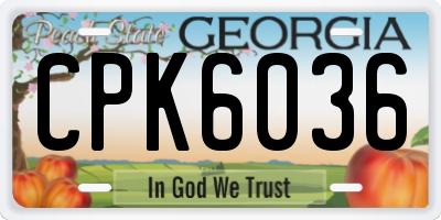 GA license plate CPK6036