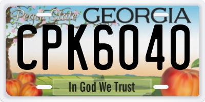 GA license plate CPK6040