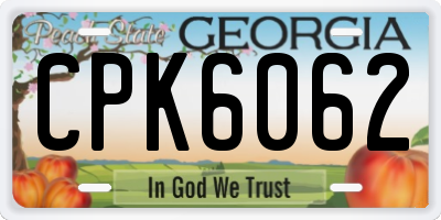 GA license plate CPK6062