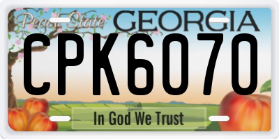 GA license plate CPK6070