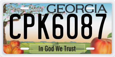 GA license plate CPK6087