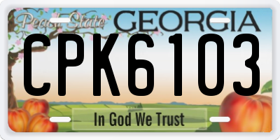 GA license plate CPK6103