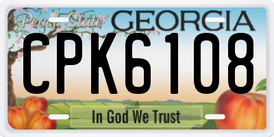GA license plate CPK6108