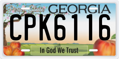 GA license plate CPK6116