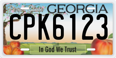 GA license plate CPK6123