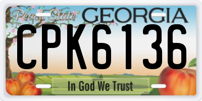 GA license plate CPK6136