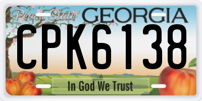 GA license plate CPK6138
