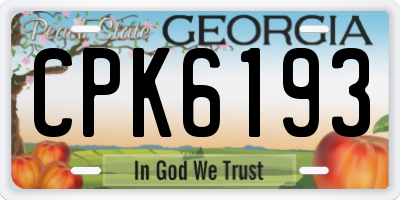 GA license plate CPK6193