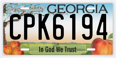 GA license plate CPK6194