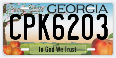 GA license plate CPK6203