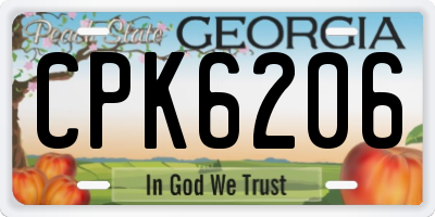 GA license plate CPK6206