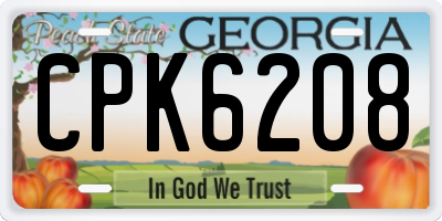GA license plate CPK6208