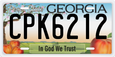 GA license plate CPK6212