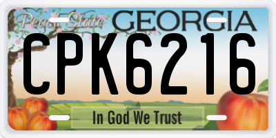 GA license plate CPK6216