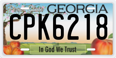 GA license plate CPK6218