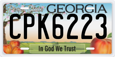 GA license plate CPK6223