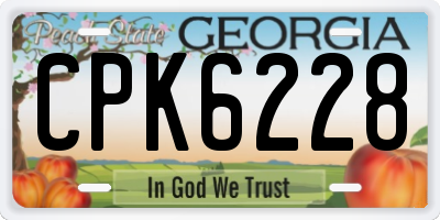 GA license plate CPK6228