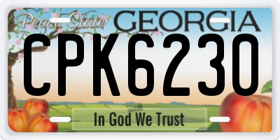 GA license plate CPK6230