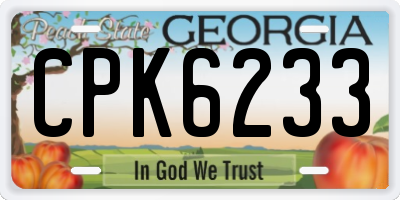 GA license plate CPK6233