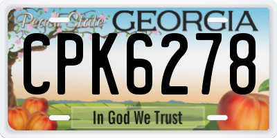 GA license plate CPK6278