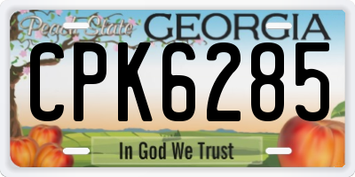 GA license plate CPK6285