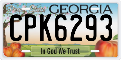 GA license plate CPK6293