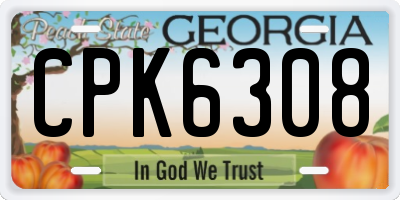 GA license plate CPK6308