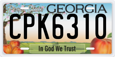 GA license plate CPK6310