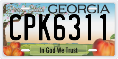 GA license plate CPK6311