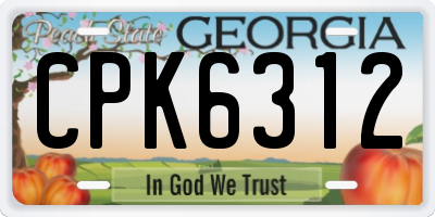 GA license plate CPK6312