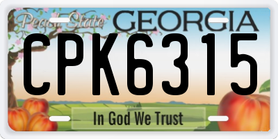 GA license plate CPK6315
