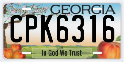 GA license plate CPK6316