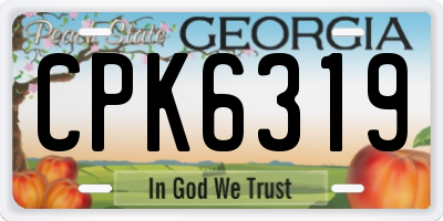 GA license plate CPK6319