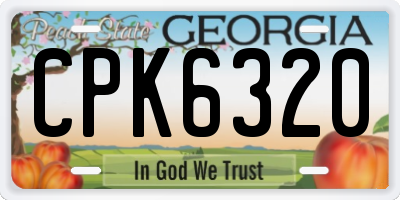 GA license plate CPK6320