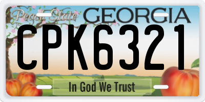 GA license plate CPK6321