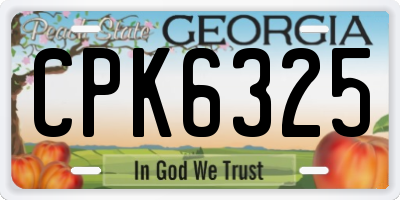 GA license plate CPK6325