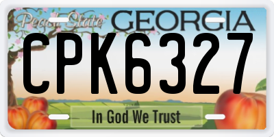 GA license plate CPK6327
