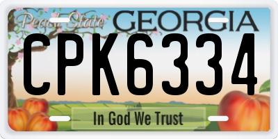 GA license plate CPK6334