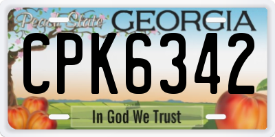 GA license plate CPK6342