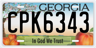 GA license plate CPK6343