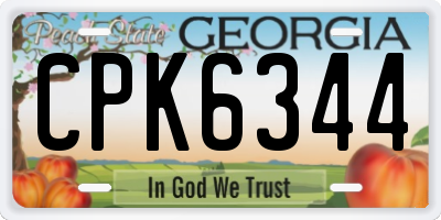 GA license plate CPK6344