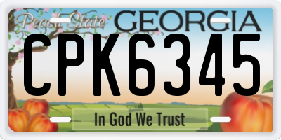 GA license plate CPK6345