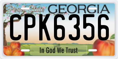GA license plate CPK6356