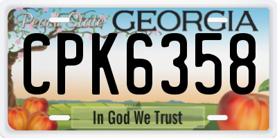 GA license plate CPK6358