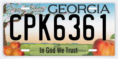 GA license plate CPK6361