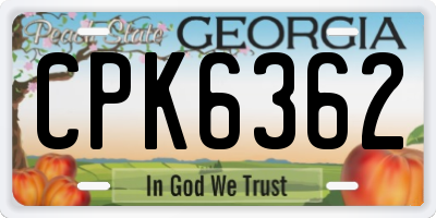 GA license plate CPK6362